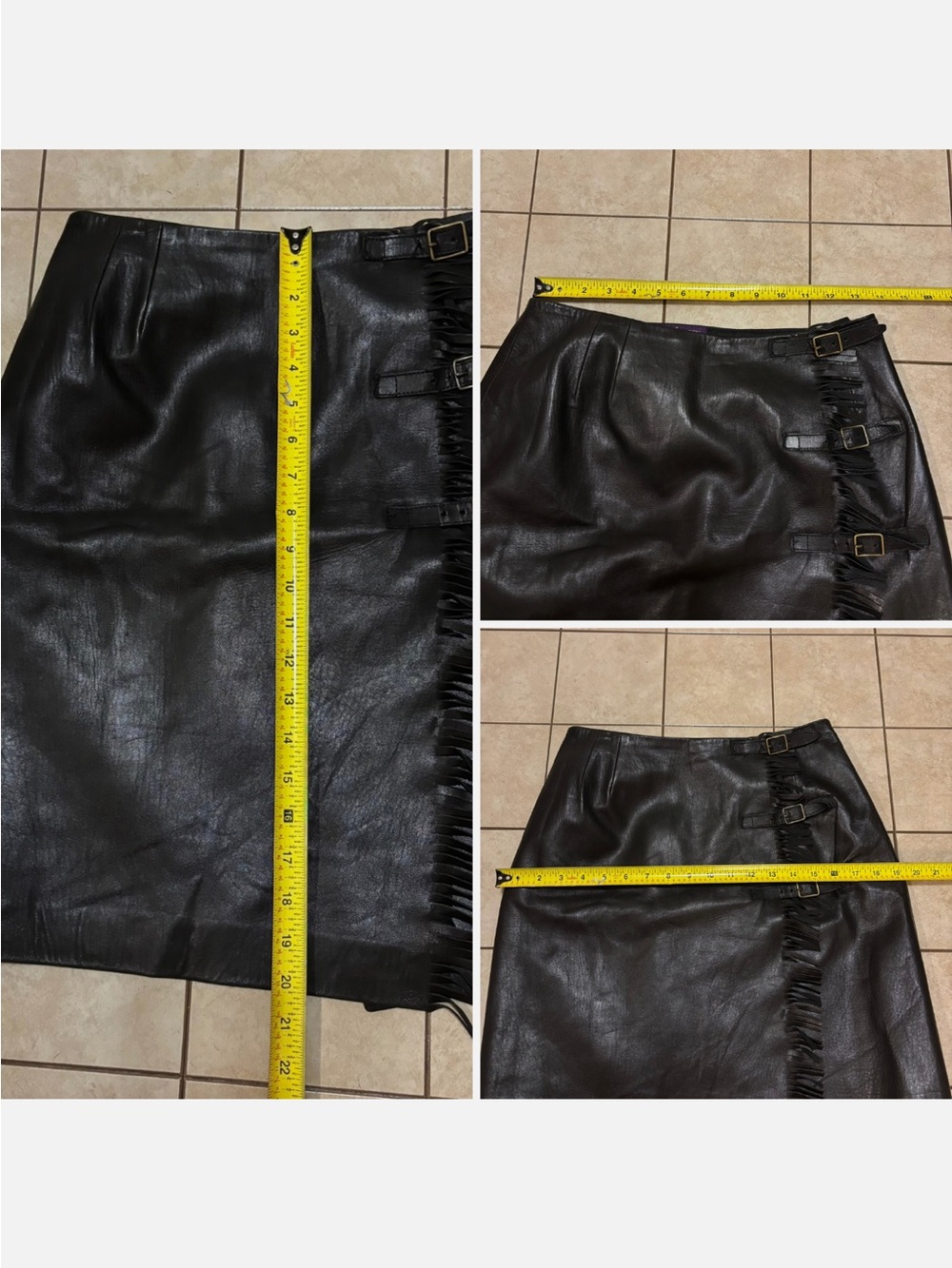 Ralph Lauren Collection Black Leather Wrap Fringe Skirt SZ 10 VTG
RARE Western - Picture 6 of 10